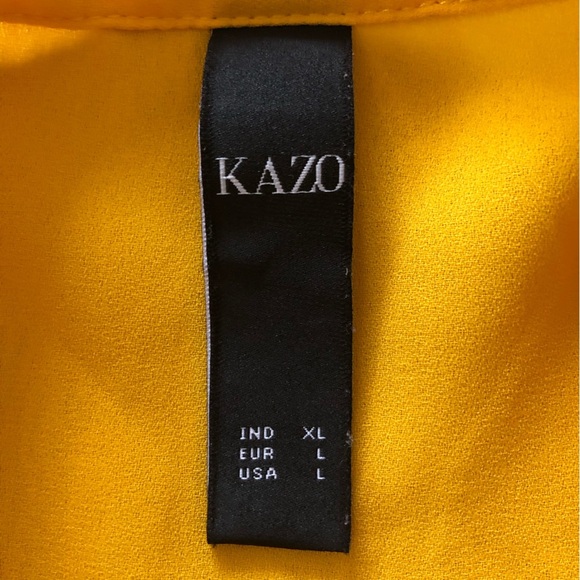Kazo Mustard Yellow Long Sleeve Blouse Size L - Picture 6 of 14